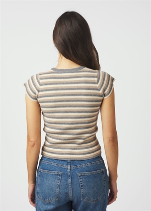 Tirra simple stripe knit bluse Grey Neo Noir 